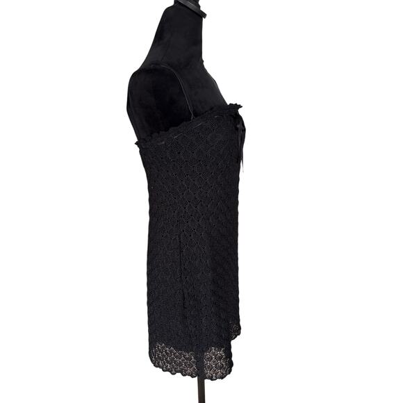 Laundry by Shelli Segal Black Crochet Lace Slip Dress L Made in USA - Picture 6 of 8